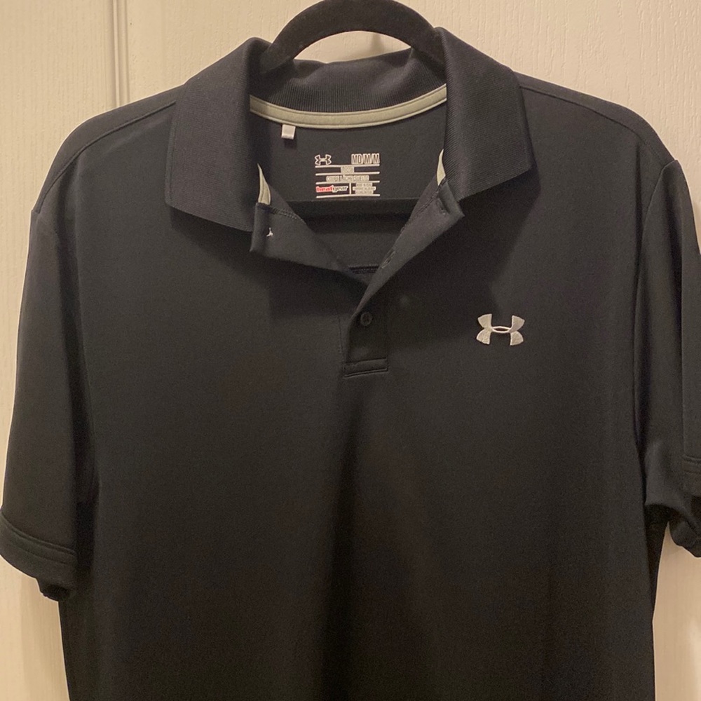 NEW! Under Armour Polo Shirt Men Large Adult Black Short Sleeve Outdoors Golf